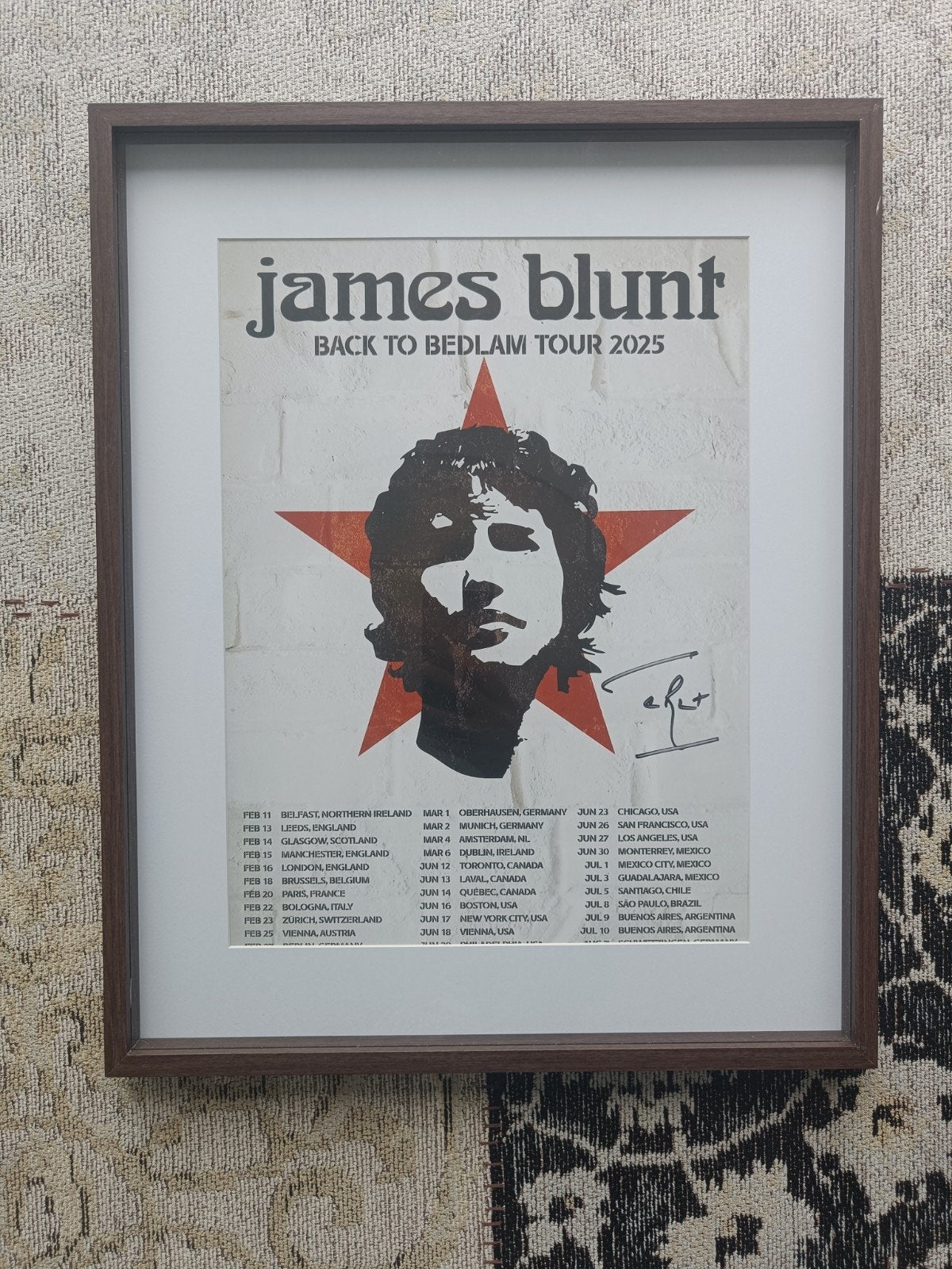 James Blunt gesigneerde poster ingelijst 40x50cm, Verzamelen, Ophalen of Verzenden, Nieuw, Foto of Kaart
