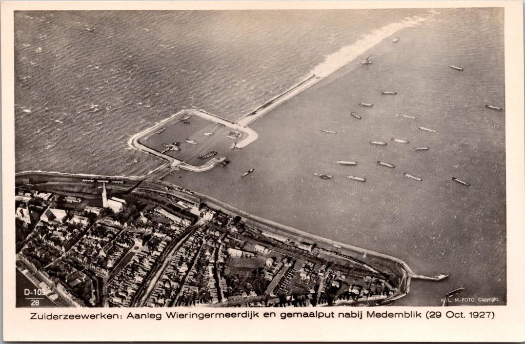 Zuiderzeewerken - Aanleg Wieringermeerdijk Medemblik 1927, Verzenden, 1920 tot 1940, Ongelopen, Noord-Holland