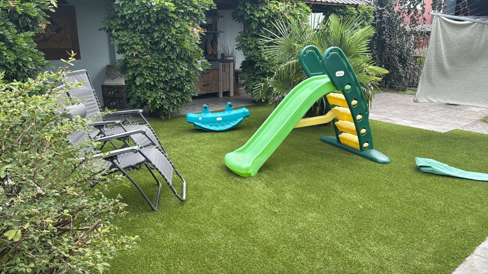 Glijbaan voor kinderen - Groen en geel, Ophalen, Gebruikt, Glijbaan