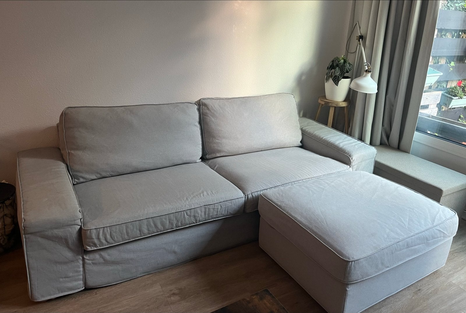 IKEA KIVIK 3-zitsbank met opbergpoef, Ophalen, Driepersoons, 75 tot 100 cm, Zo goed als nieuw