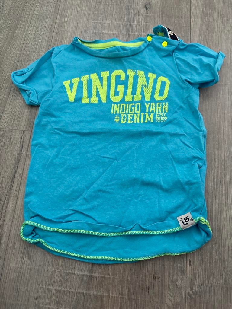 Vingino T-shirt Blauw met Neon Geel Logo, Ophalen of Verzenden, Gebruikt, Jongen of Meisje