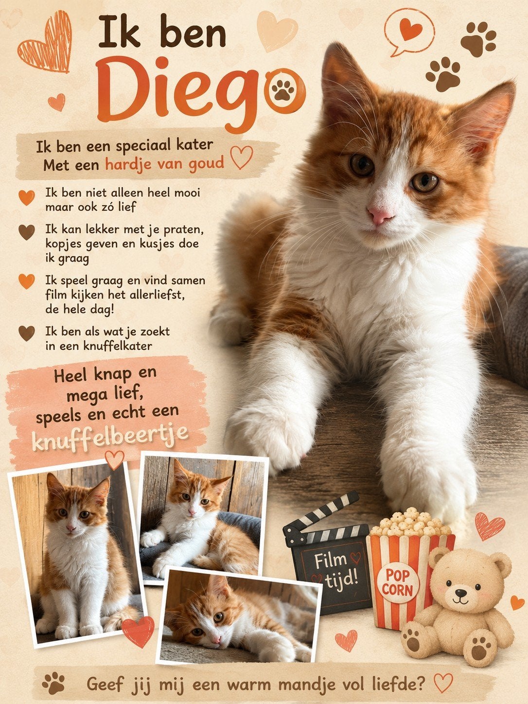 hallo wij zijn  diego & boets  wij zijn knap en heel lief, Kater