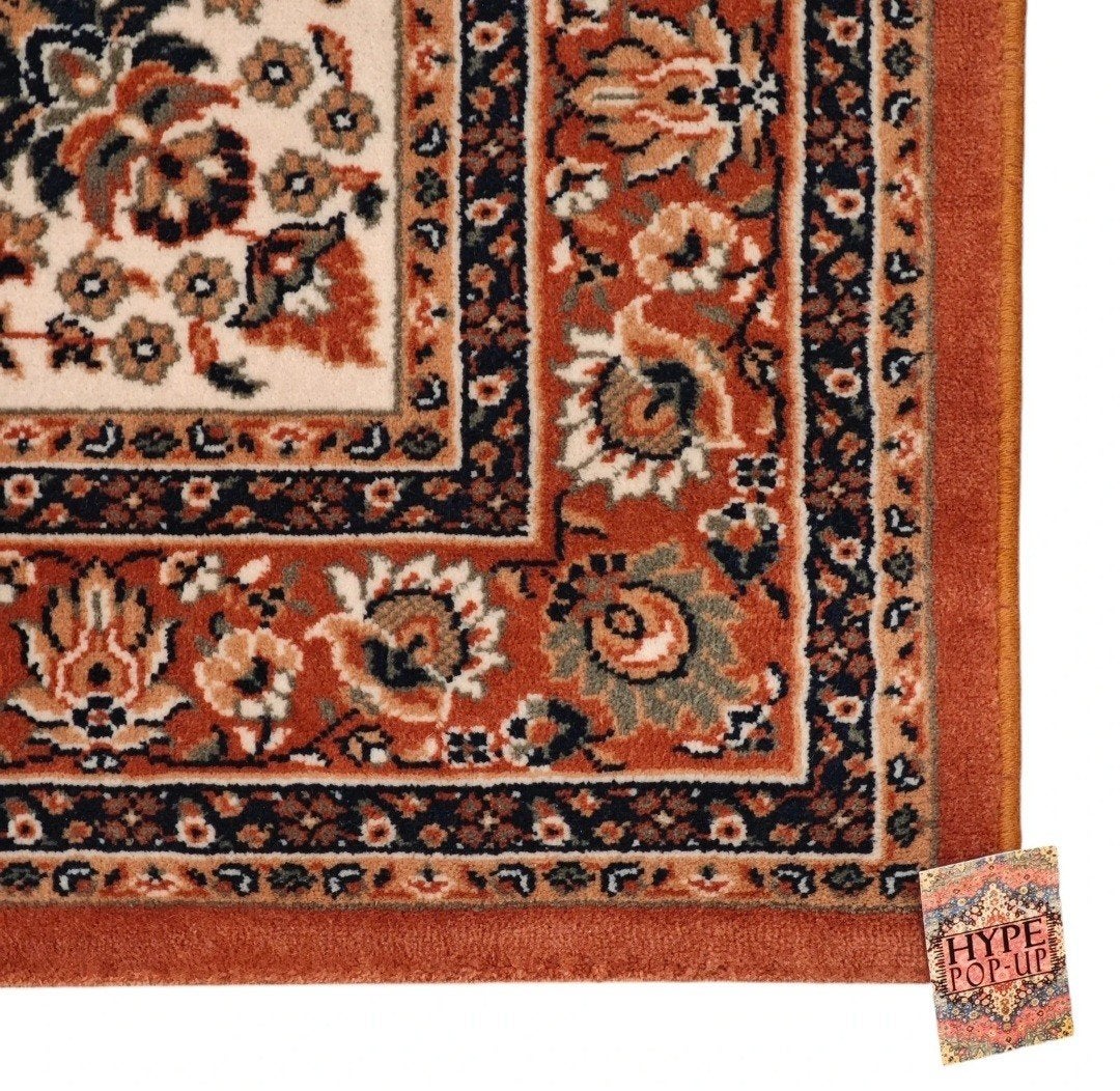 Vintage oosters wol Saphire vloerkleed floral orange 140x202, Klassiek Oosters, vintage, oosters, hype, 100 tot 150 cm, 200 cm of meer