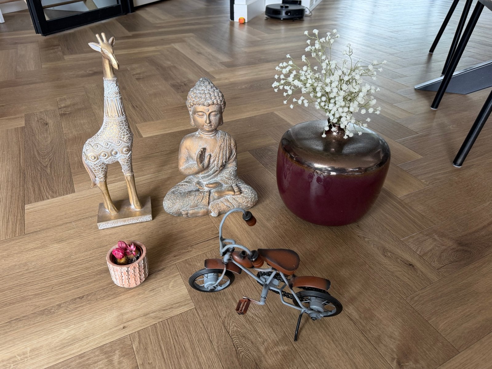 Decoratieve set: Boeddha, Giraffe, Vaas en Motor, Ophalen, Meerkleurig, Overige stijlen, Zo goed als nieuw