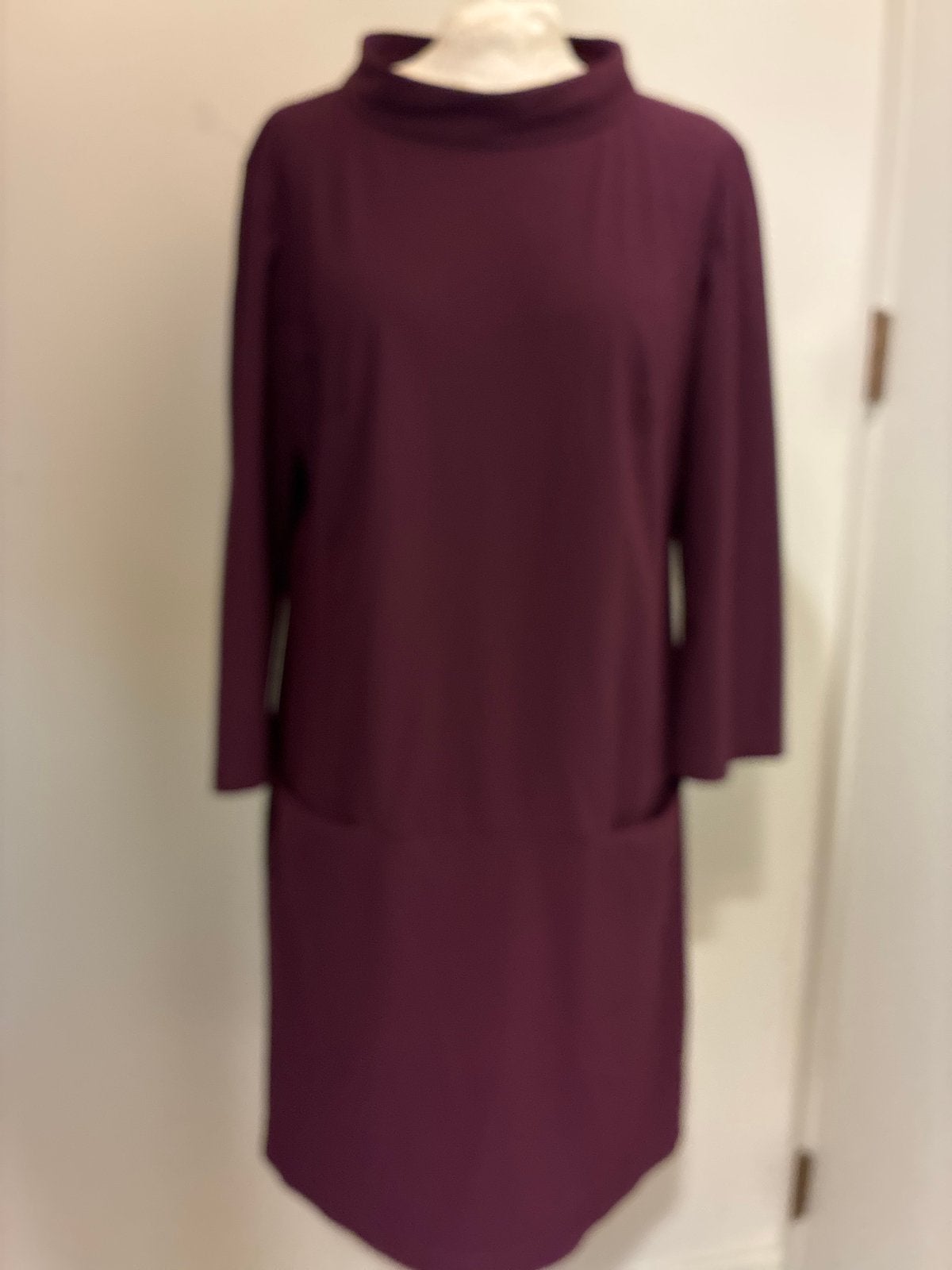 LaDress Jurk M ZGAN Burgundy Wine Travelstof met Zakjes, Ophalen of Verzenden, Zo goed als nieuw, Maat 38/40 (M), Rood