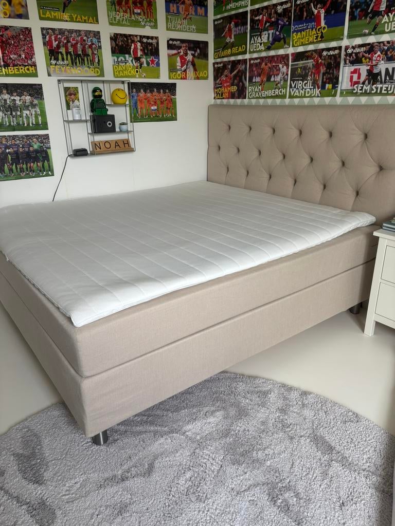 Als NIEUW boxspring Austin zand tweepersoons Wehkamp beige, Ophalen, Crème, Tweepersoons, Zo goed als nieuw