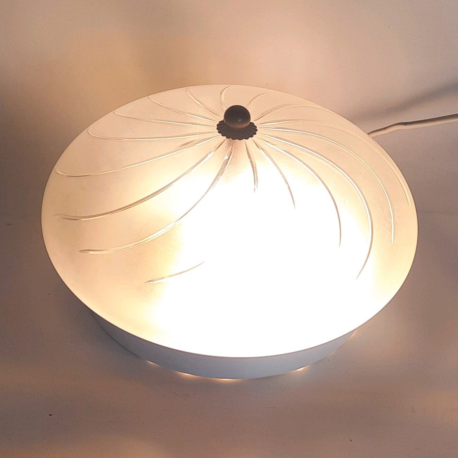 Massive plafondlamp plafonnière, lees de beschrijving, Ophalen of Verzenden, Zo goed als nieuw, Glas, Plafondlamp