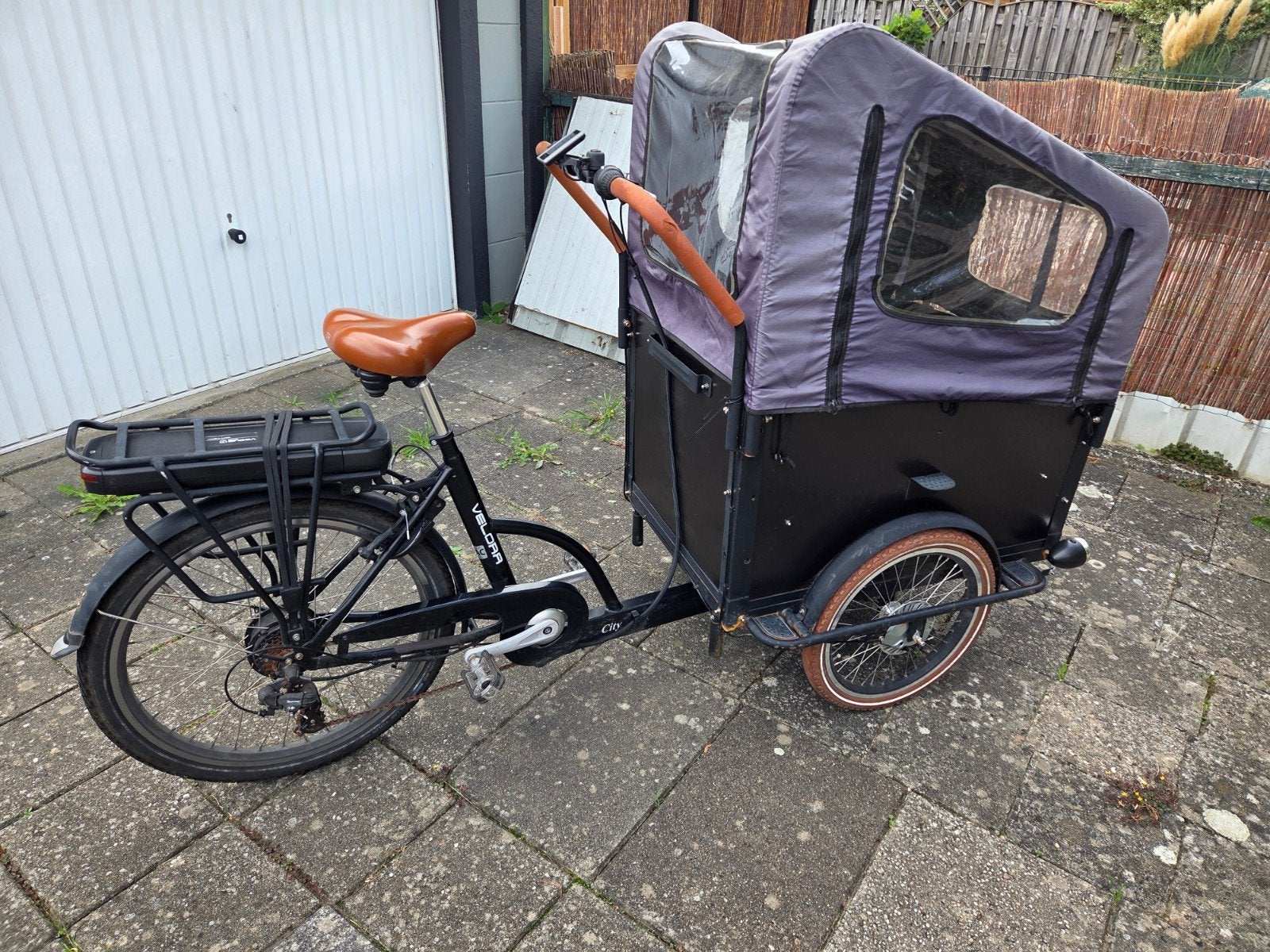 Troy Bike elektrische bakfiets met huif, Gebruikt, 2 kinderen, Elektrisch, Trommelrem