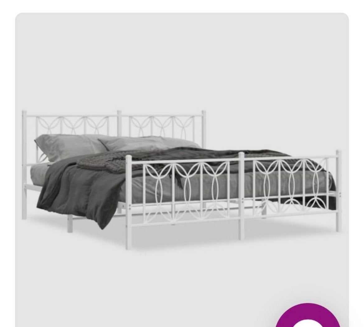 Tweepersoonsbed 180x200 cm wit metaal zonder matras, Ophalen, Gebruikt, Wit, Tweepersoons