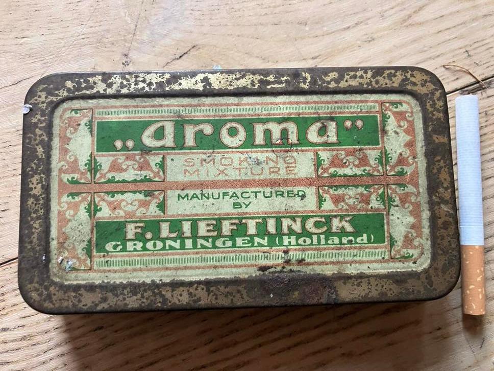 Vintage 'Aroma' tabaksblik F. Lieftinck Groningen, Verzenden, Gebruikt, Overige, Overige merken