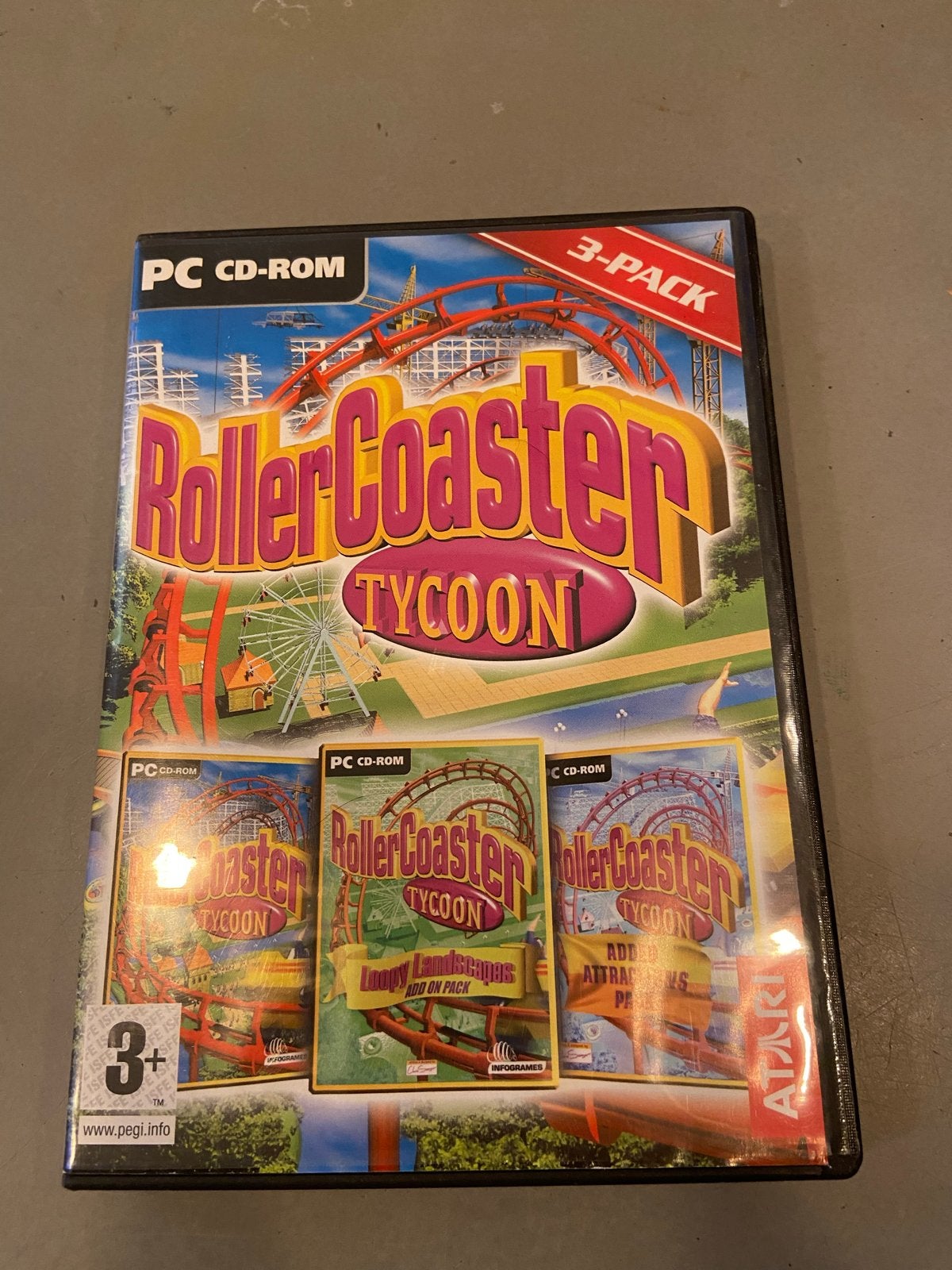 RollerCoaster Tycoon 3-pack PC CD-ROM, Spelcomputers en Games, Gebruikt, 1 speler, Ophalen of Verzenden, Vanaf 3 jaar