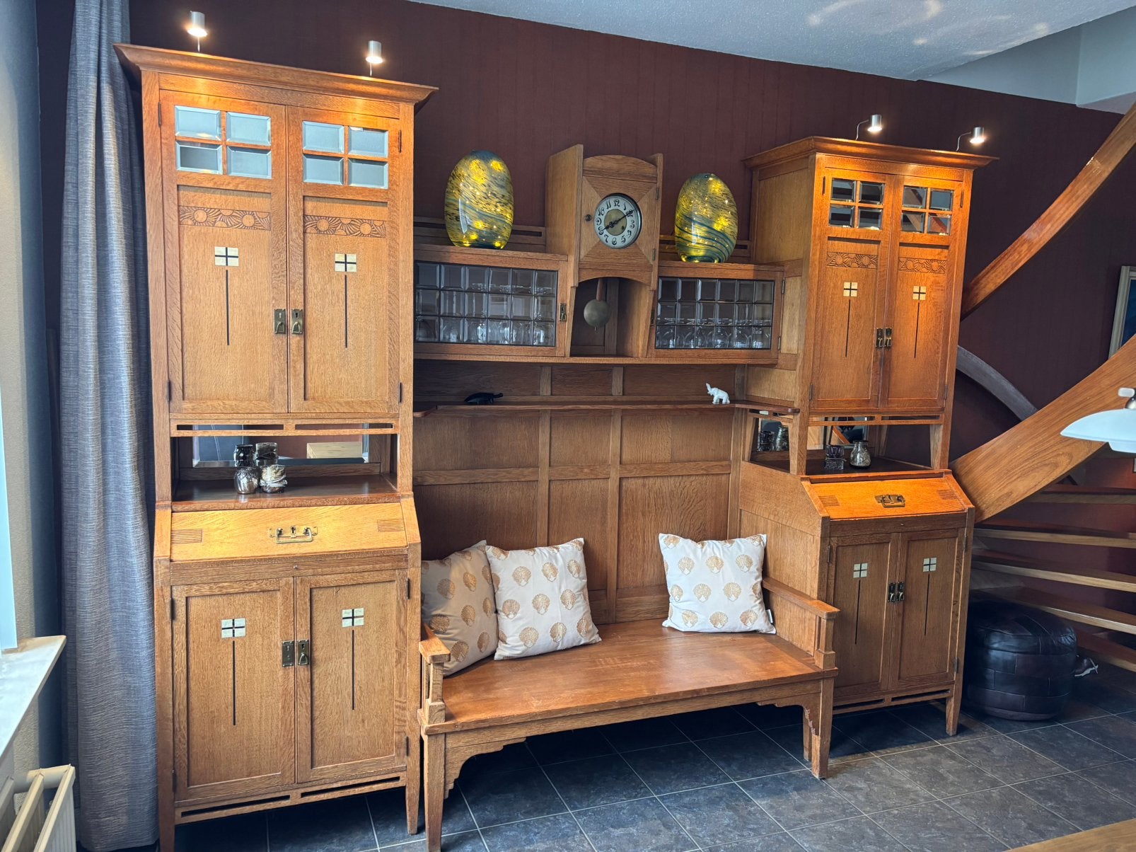 KAST/ BANK/ KLOK/ TV-meubel eiken Jugendstil Art deco, Ophalen