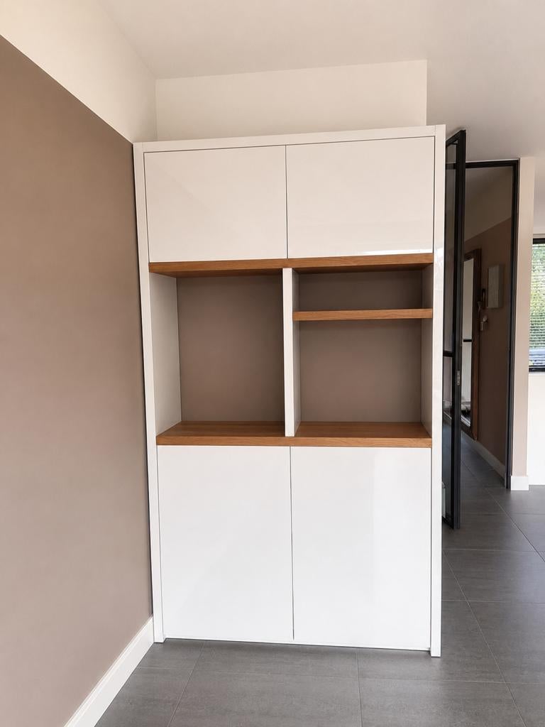Witte hoogglans kast L128xB40xH222, Ophalen of Verzenden, Gebruikt
