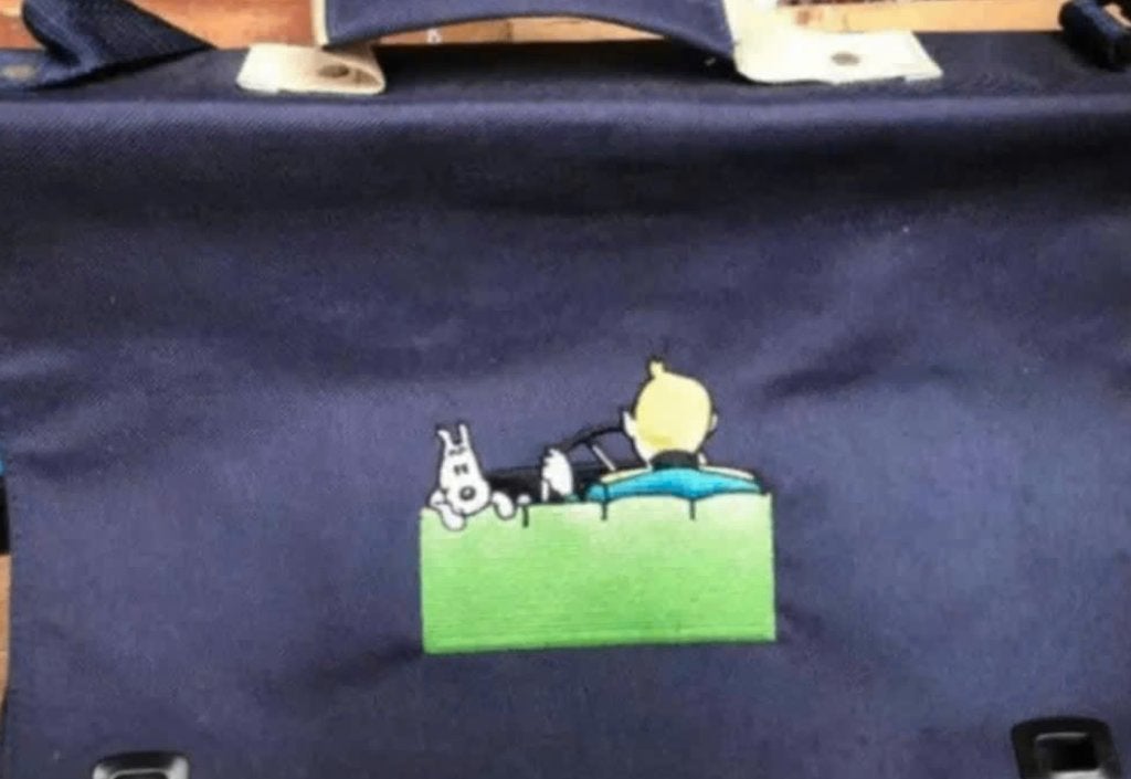 Kuifje Blauwe handtas met handvat en schouderriem (38x26), Ophalen of Verzenden, Zo goed als nieuw, Blauw, Overige merken
