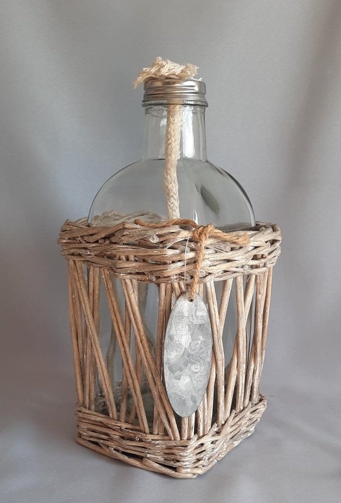 Decoratieve olielamp met rieten mand van Countryfield nieuw., Ophalen of Verzenden