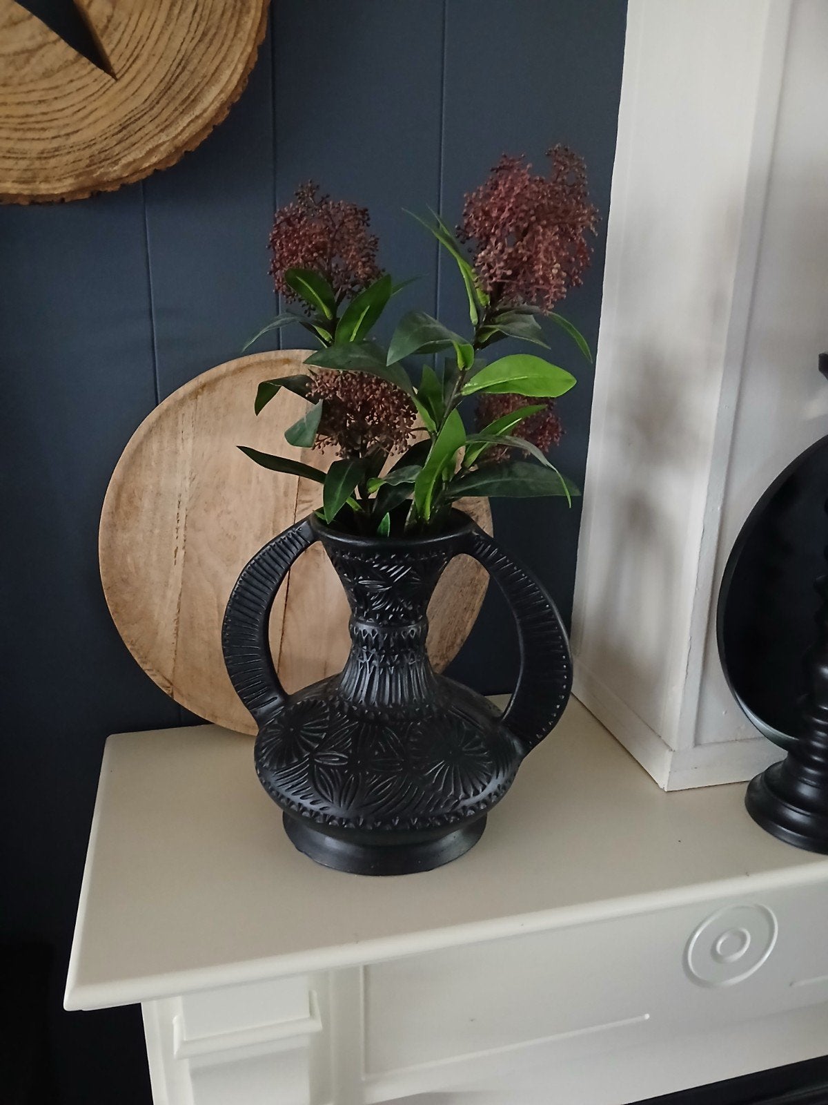 uniek sierobject vaas, Huis en Inrichting, 28 cm, Zwart, Ophalen of Verzenden, Zo goed als nieuw