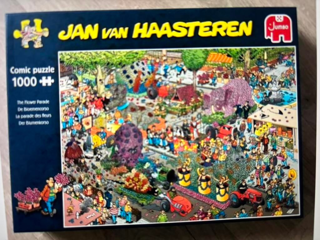 Jan van Haasteren legpuzzel “De Bloemencorso” 1000 stuks, Ophalen of Verzenden, 500 t/m 1500 stukjes, Zo goed als nieuw, Legpuzzel