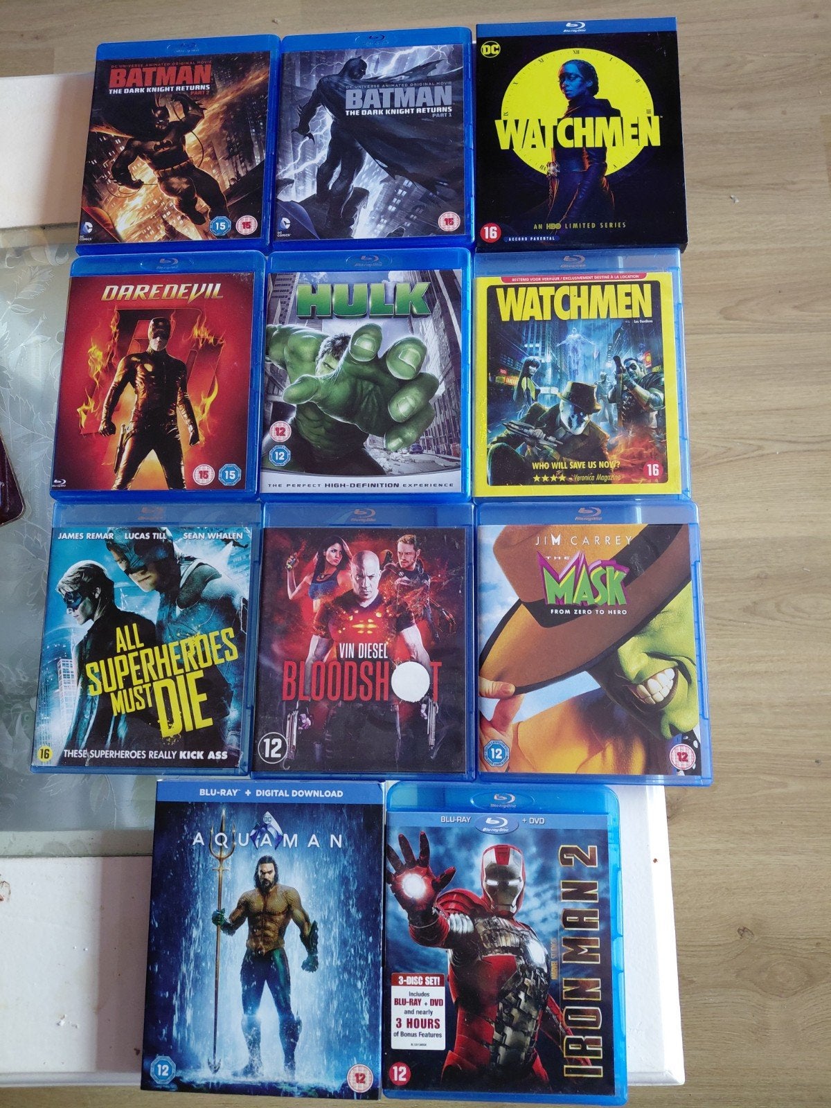 Superhero Blu-rays onder andere Batman, Iron Man, Watchmen., Film, Science Fiction en Fantasy, Ophalen of Verzenden, Zo goed als nieuw