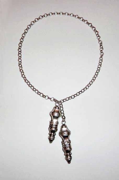Ketting breipendoppen 835 zilver, Met hanger, Verzenden, Zo goed als nieuw, Zilver
