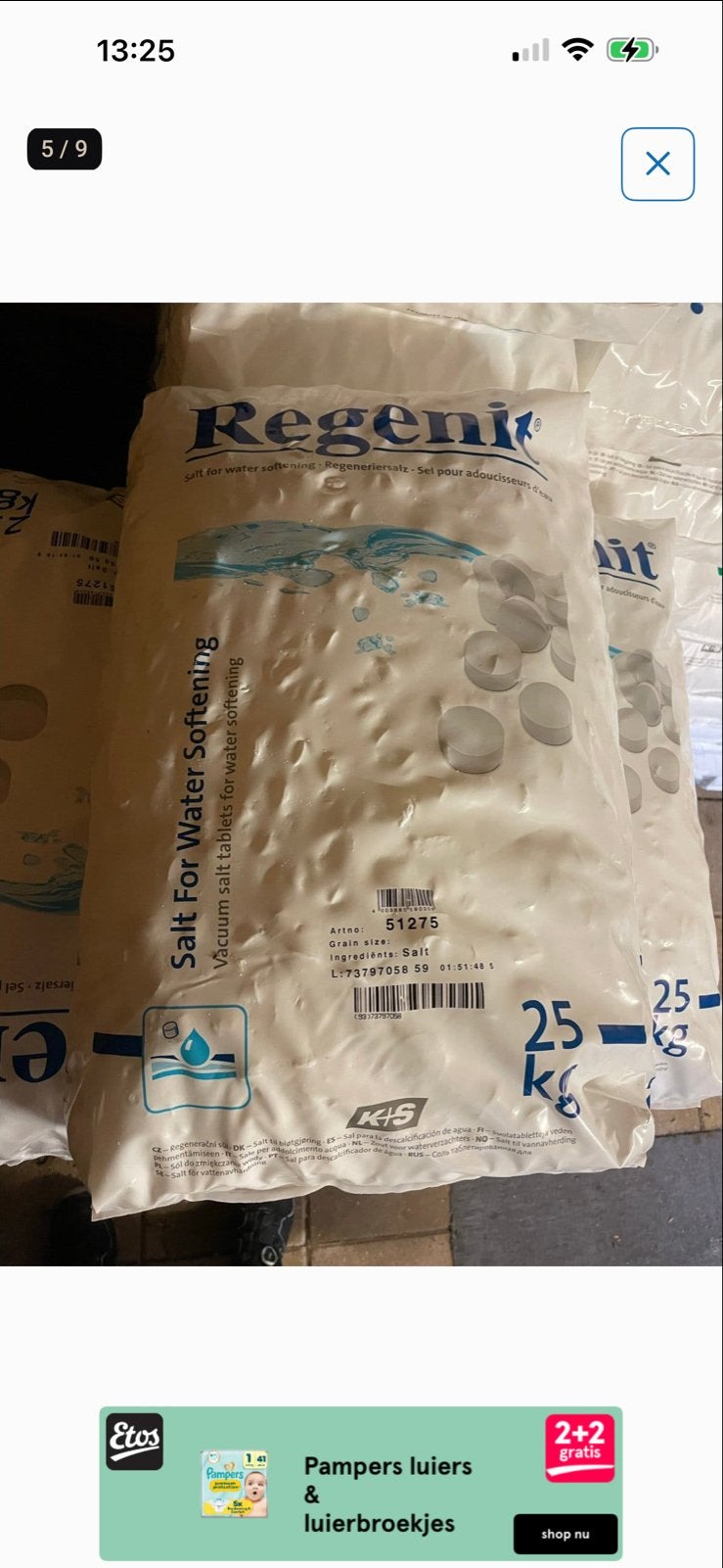 Regenit Zouttabletten voor Waterontharding 25 kg, Ophalen, Nieuw