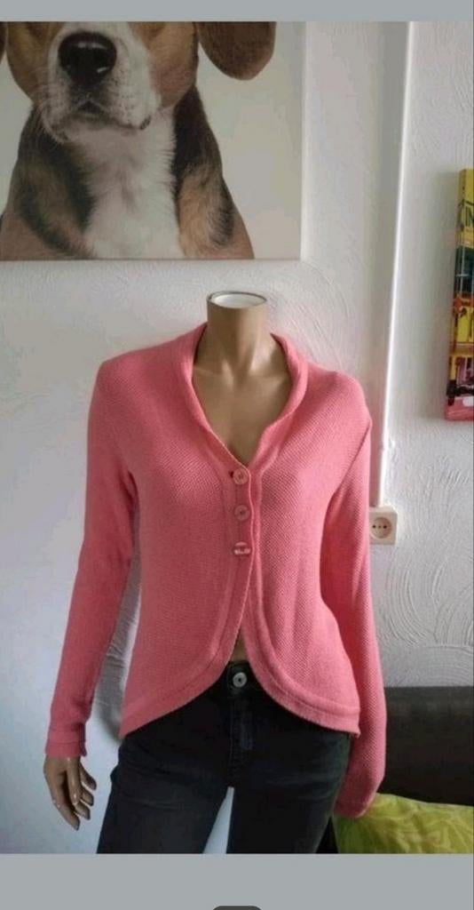 Mooi fijn gebreid zalmroze vest maat 38, Ophalen of Verzenden, Gedragen, Maat 38/40 (M), Roze