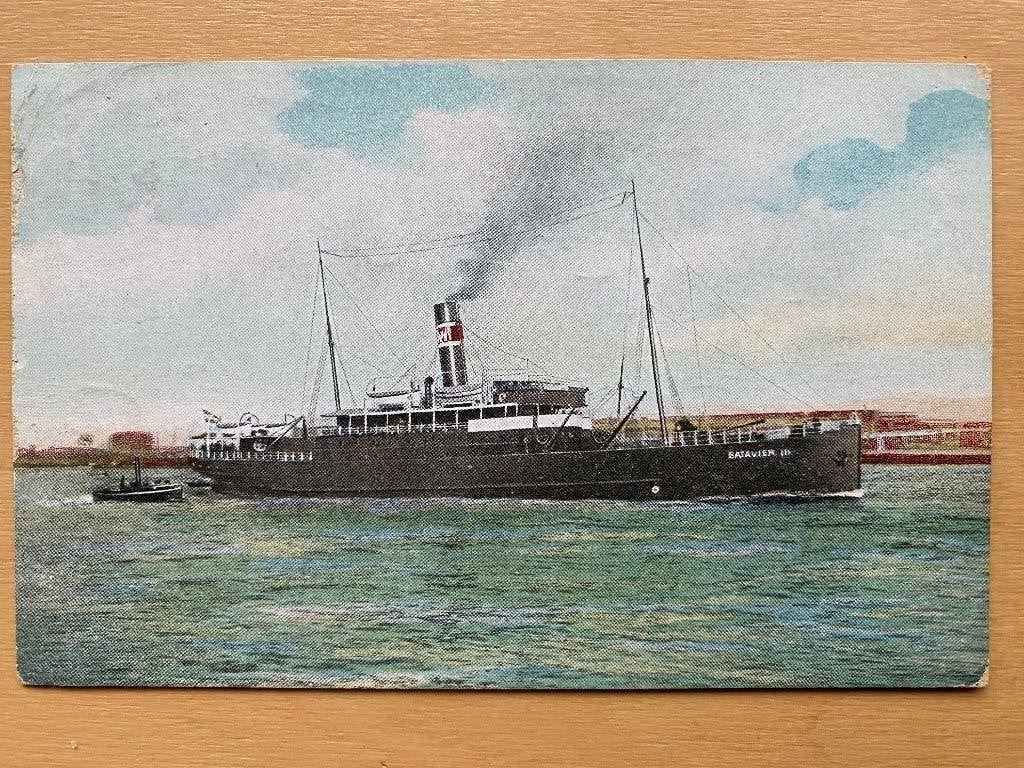 kaart ss Batavier II (I) 1897-1917 Müller & Co scheepvaart, Ophalen of Verzenden, Gebruikt, Motorboot, Kaart, Foto of Prent
