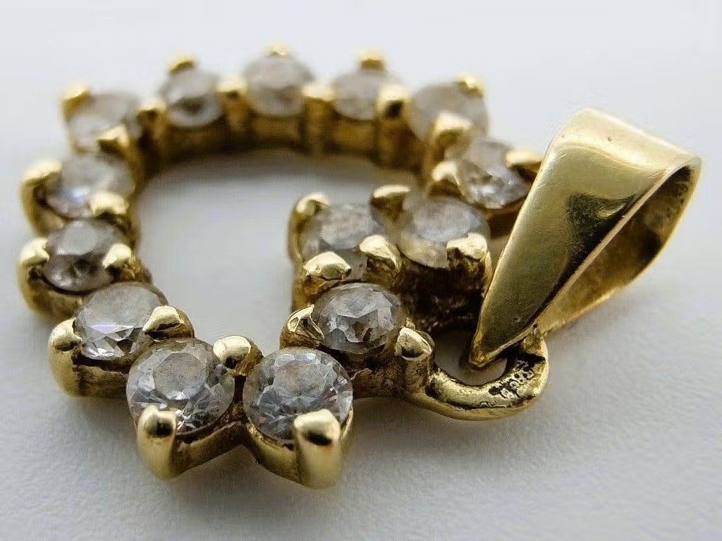Gouden hart hanger met zirkonia's, Info@zilverwebsite.nl, Verzenden, Zo goed als nieuw, Zilverwebsite.nl