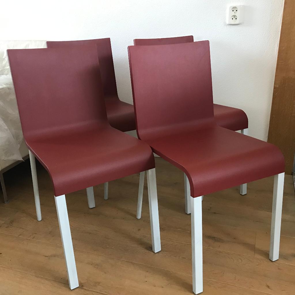 4 Vitra MVS 03 .03 design stoelen stoel donkerrood, Huis en Inrichting, Stoelen, Ophalen, Kunststof, Gebruikt, Nvt