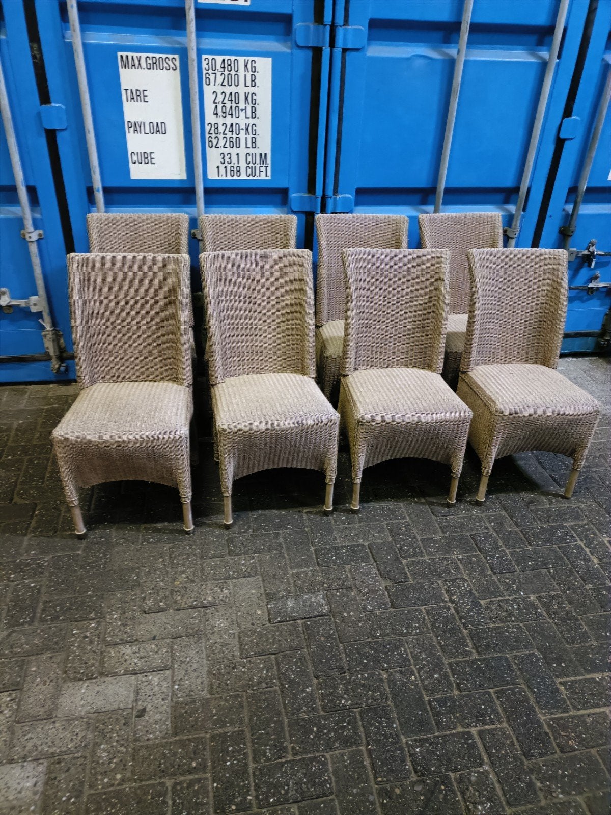mooie Lloyd Loom rotan stoelen 8x, Ophalen, Gebruikt, Bruin, Vijf, Zes of meer stoelen
