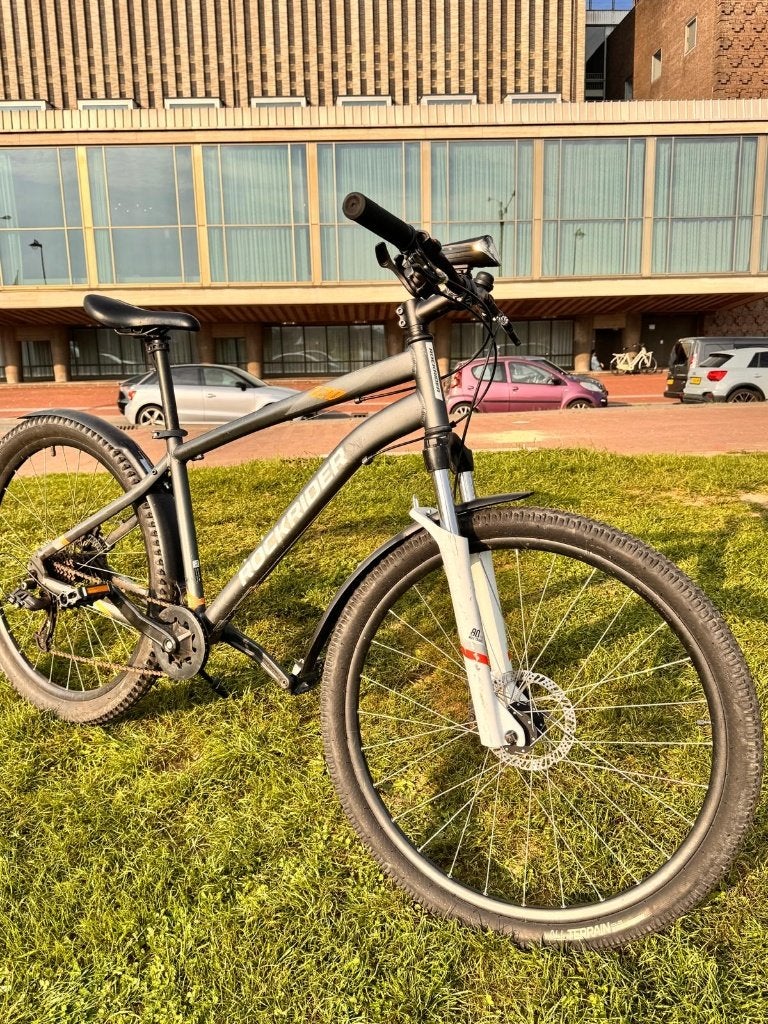 Herenfiets met 9 versnellingen van het merk Rockrider 120, Velgrem, Versnellingen, Zo goed als nieuw, 53 tot 57 cm