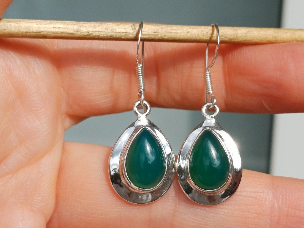 Vanoli 925 zilveren oorbellen met groene agaat, Daiva1973@hotmail.com, Hangers, Vanoli, Amsterdam