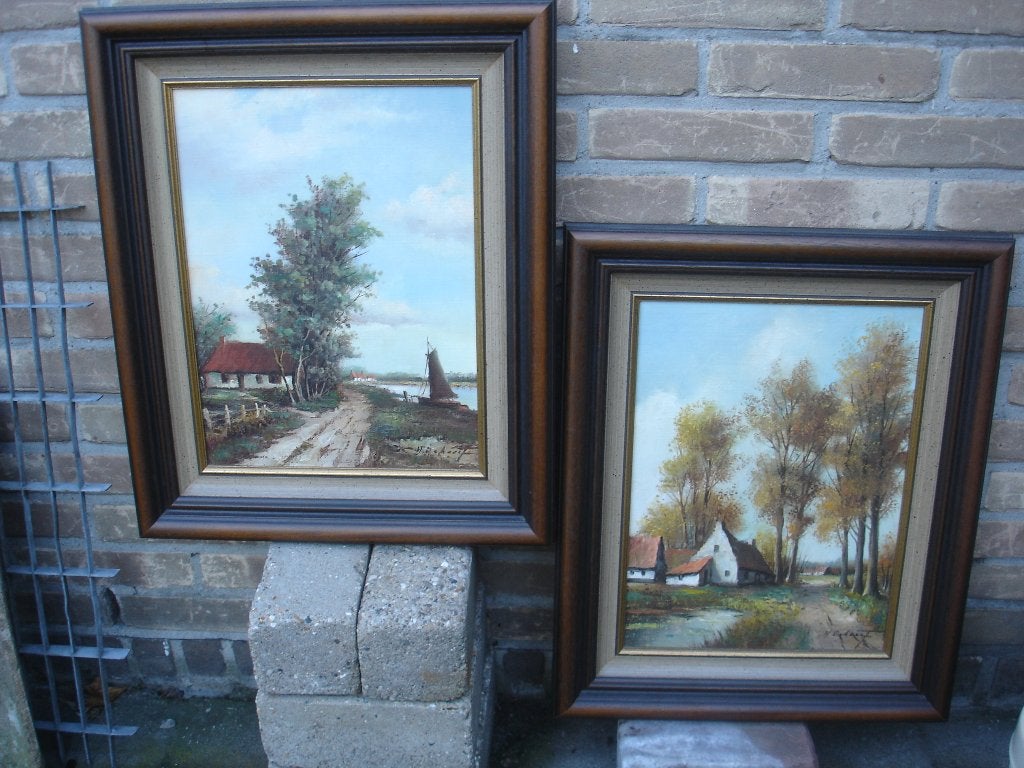 2 x olieverfschilderij // Henner (Henrich) Knauf, Antiek en Kunst, Ophalen, Paneel, Oud hollands, Gesigneerd
