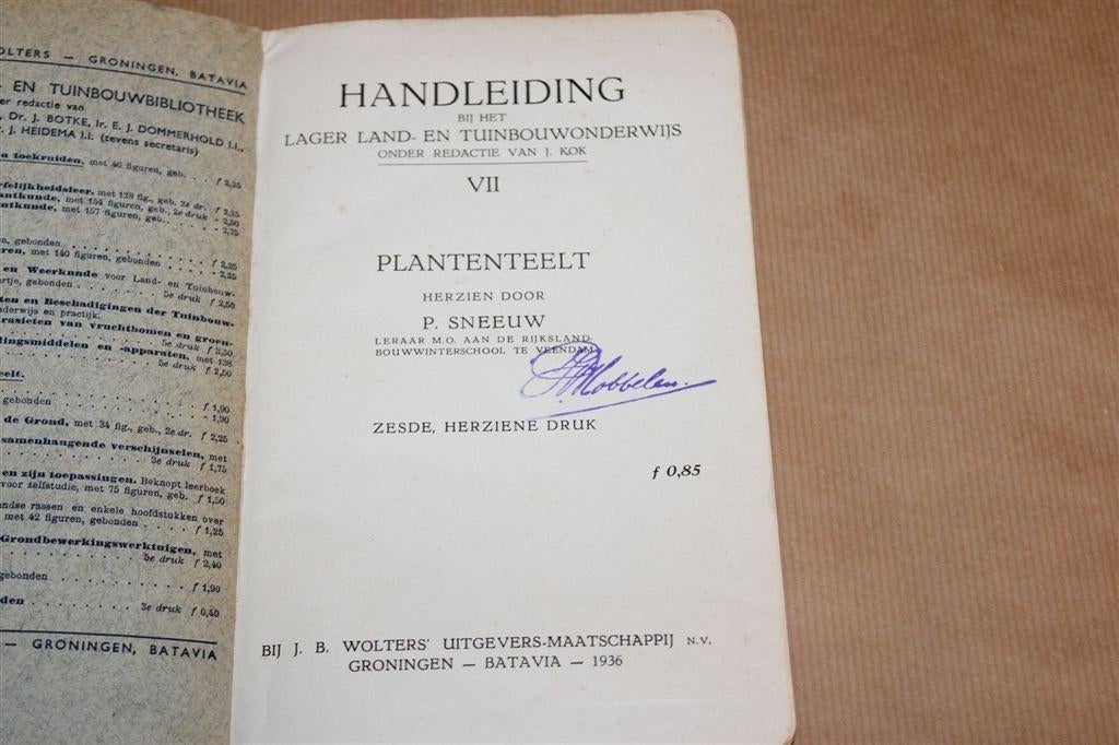 Plantenteelt — Kok & Sneeuw Handboek 1936, Ophalen of Verzenden, Gelezen, Tuinieren en Tuinplanten