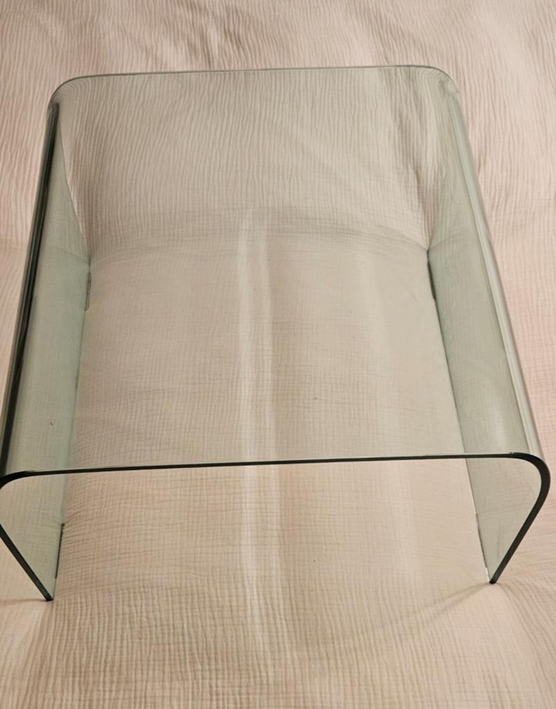 Vintage Fiam Italië Waterfall Glazen Bijzettafel/Salontafel, Ophalen, 50 tot 100 cm, Vintage, Minimalistisch, Italiaans Design