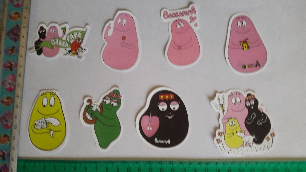 8 pvc auto laptop kliko koelkast stickers Barbapapa set 3, Verzenden