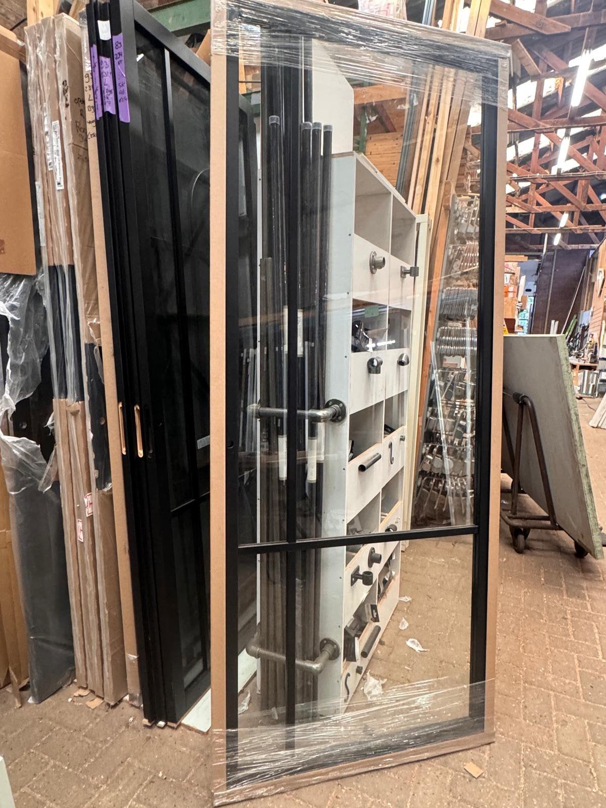93x231,5 binnendeur opdek Rechts staallook zwart sk49, Ophalen, Binnendeur, Nieuw, Glas