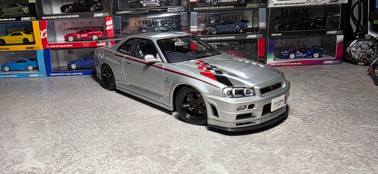 1:18 Nissan skyline GT-R R34 Z-tune Z2 Nismo AutoArt, Ophalen of Verzenden, Zo goed als nieuw, Auto, Autoart