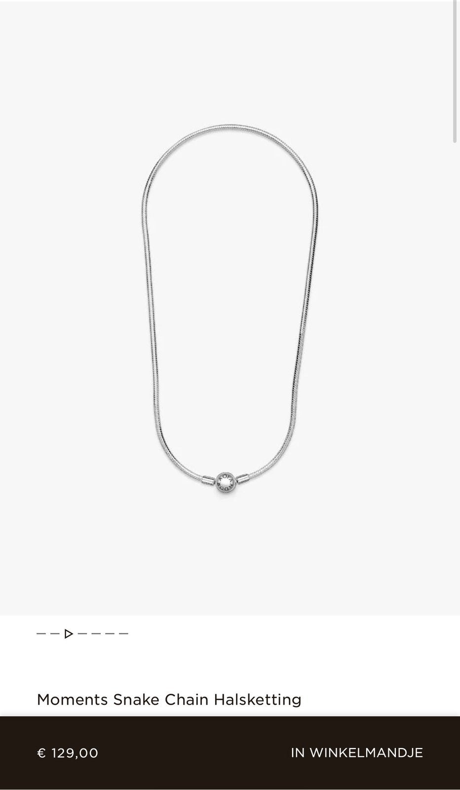 Originele Pandora Ketting Sterling Zilver 42 cm, Ophalen of Verzenden, Zo goed als nieuw, Zilver