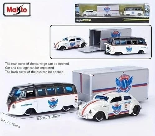 Volkswagen Van & Beetle Set met Aanhanger - Maisto, 1:64, Auto, Nieuw, Ophalen of Verzenden, Lastadia Office ul. Zbożowa 4, wejście B,. Ip., 70-653 Szczecin