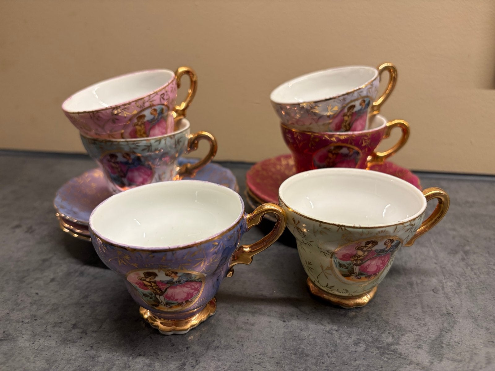 Set van 6 Vintage Kopjes en Schotels, Antiek en Kunst, Ophalen of Verzenden