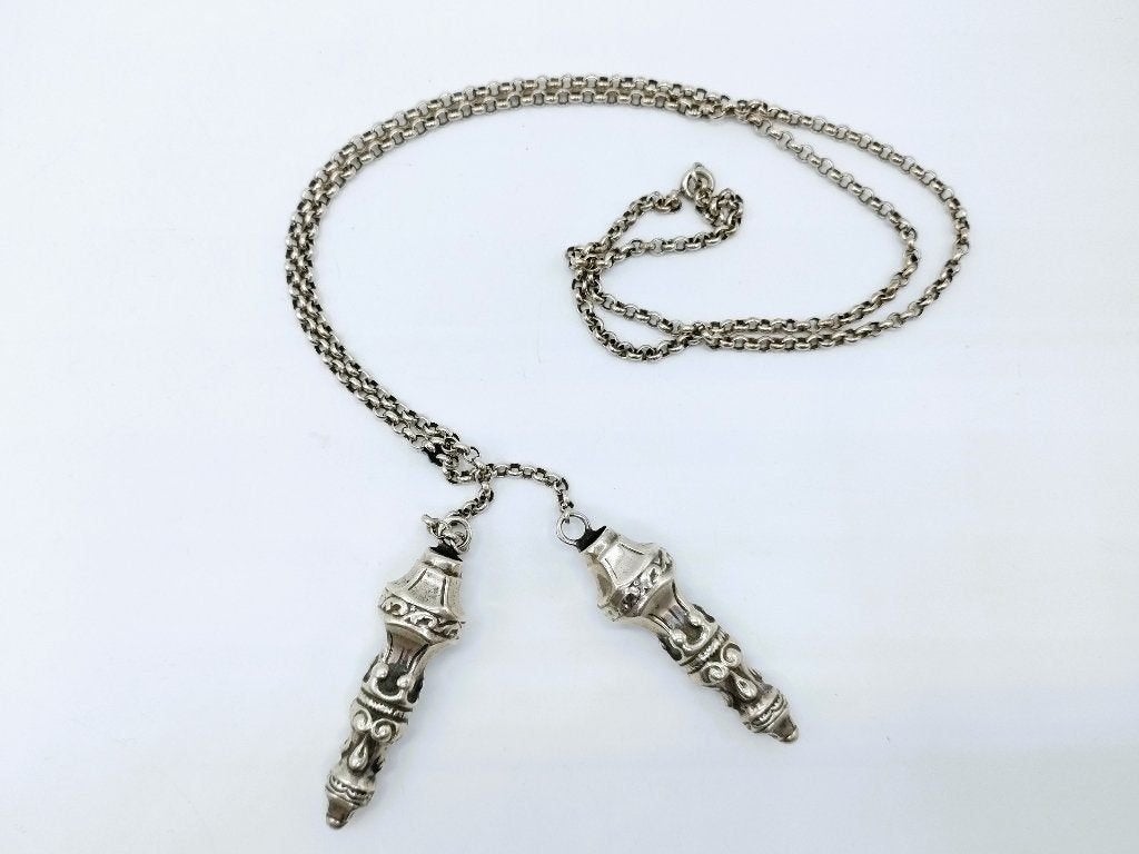 Zilveren jasseronketting met breipendoppen, H. Looren, Info@zilverwebsite.nl, Verzenden, Zo goed als nieuw, Zilverwebsite.nl