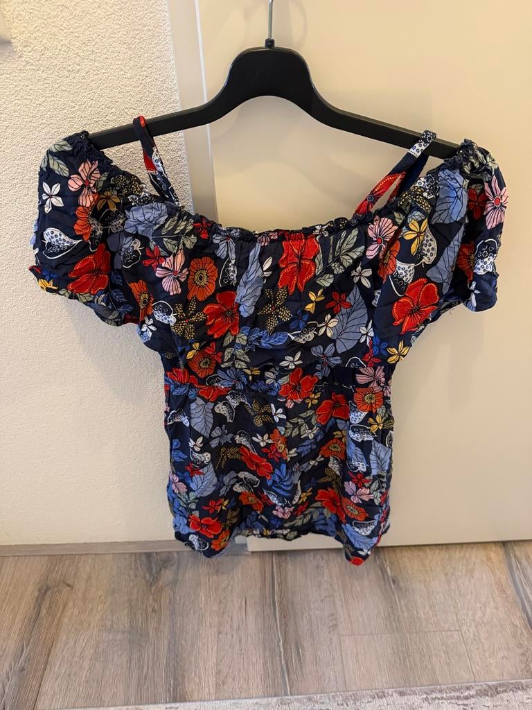 Mango Zomerse bloemen jurk met korte mouwen, Maat 38/40 (M), Blauw, Ophalen of Verzenden, Zo goed als nieuw