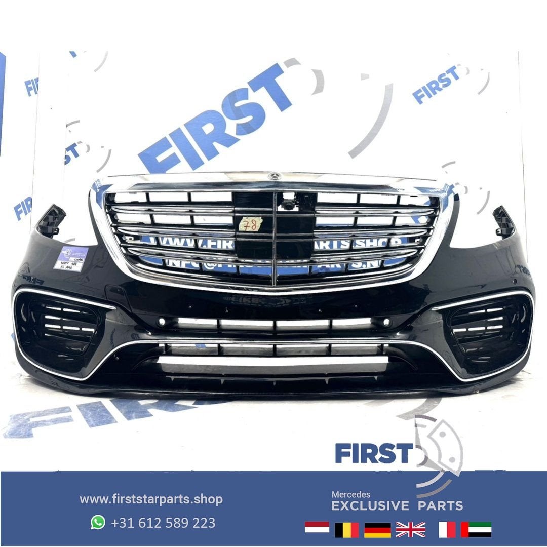 BUMPER W222 S63 AMG VOORBUMPER COMPLEET ZWART WIT GRIJS Merc, Gebruikt, -, Voor, Ophalen of Verzenden