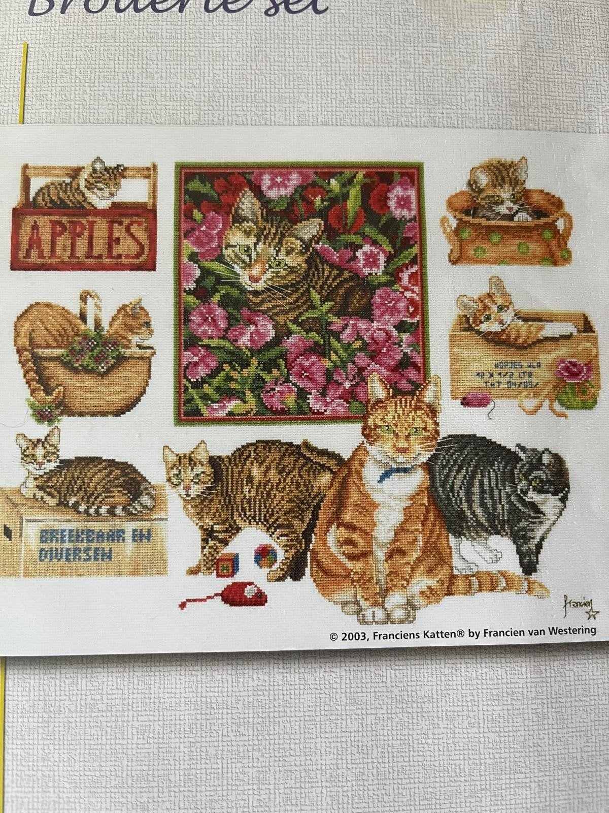 borduurpakket collage Franciens katten., Ophalen of Verzenden, Nieuw, Handborduren, Borduurpakket