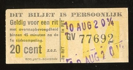 Vervoersbewijs HTM Den Haag 1959 (VK-72), Ophalen of Verzenden, Tram, Overige typen