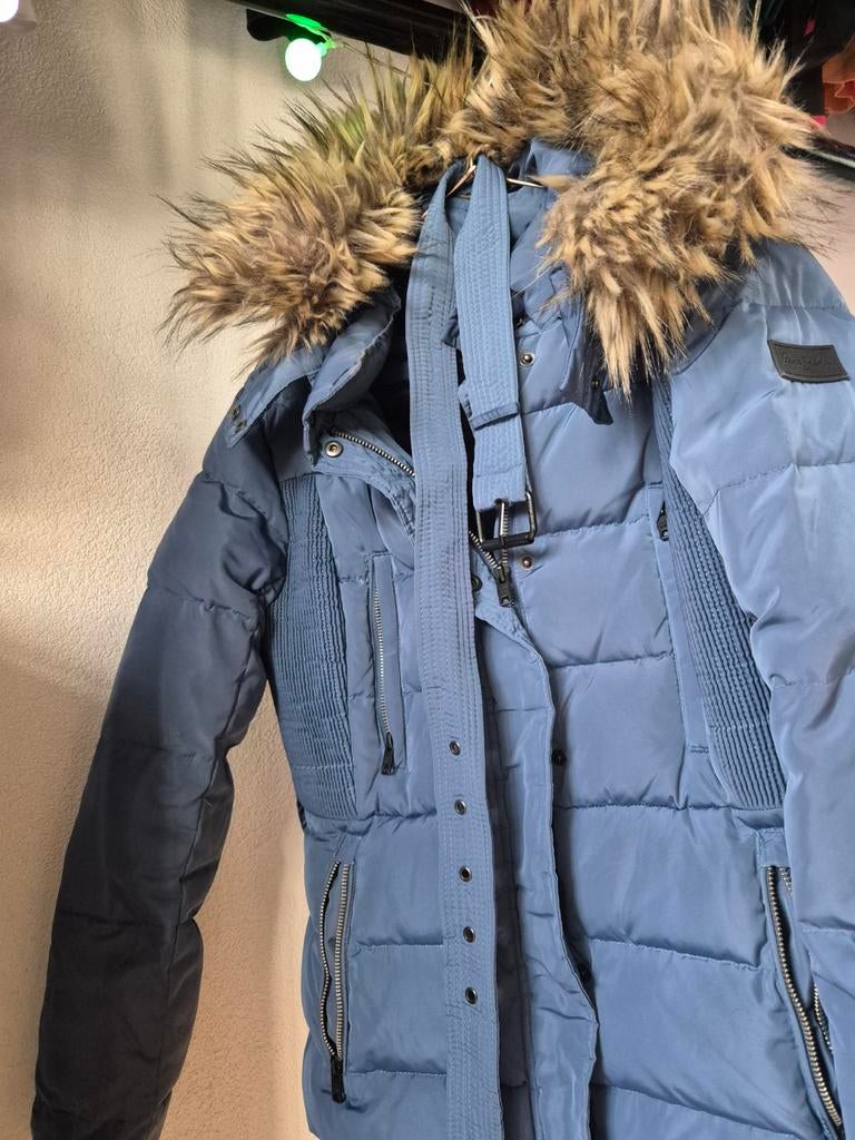 Pepe Jeans Dames Winterjas met Bontkraag - Maat S, Blauw, Ophalen of Verzenden, Zo goed als nieuw, Maat 36 (S)