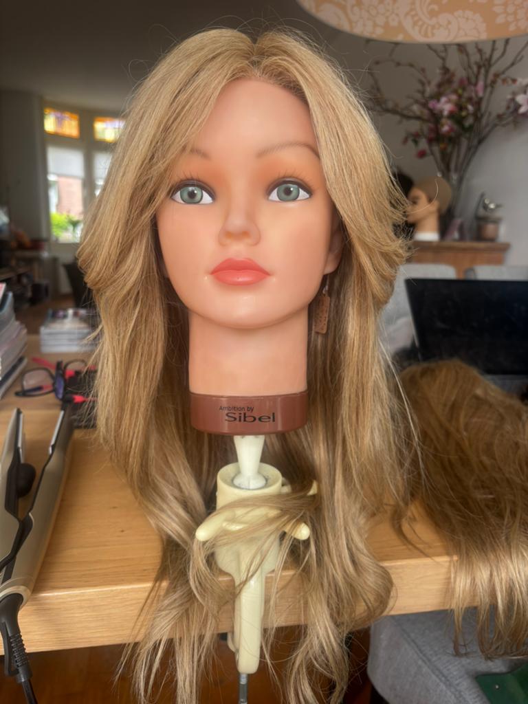 Human haarwerk, goudblond, 24 inch, T-part, nieuw, Ophalen of Verzenden, Nieuw, Pruik of Haarverlenging