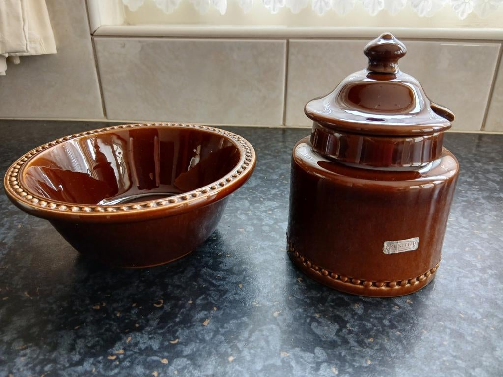 Vintage Zenith aardewerk pot en schaal - perfecte staat, Ophalen of Verzenden