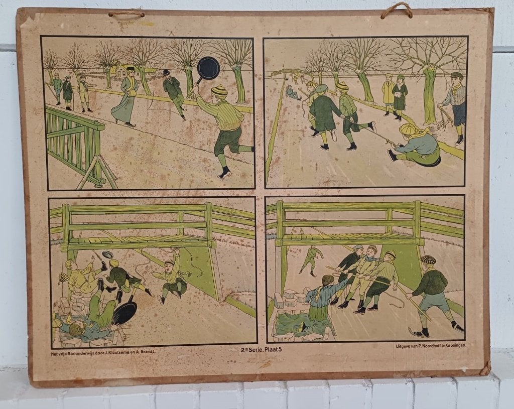 Vintage schoolplaat - Het Vrije Stelonderwijs - J, Klootsema, Ophalen, Overige thema's