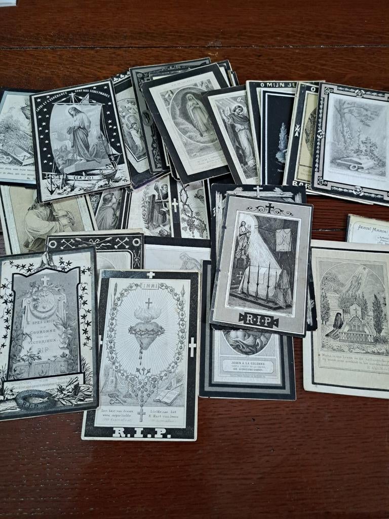 Collectie antieke bidprentjes / doodsprentjes, Ophalen of Verzenden